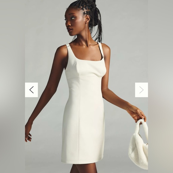 Anthropologie Dresses & Skirts - Anthropologie MAEVE faux Leather Bone Mini Dress Sz US 6 Studio 54 60s 70s
